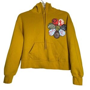 Disney Kids Mustard Yellow‎ Floral Patch Hoodie Sweatshirt